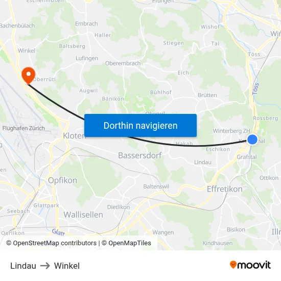 Lindau to Winkel map
