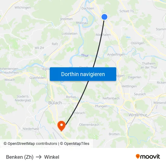 Benken (Zh) to Winkel map