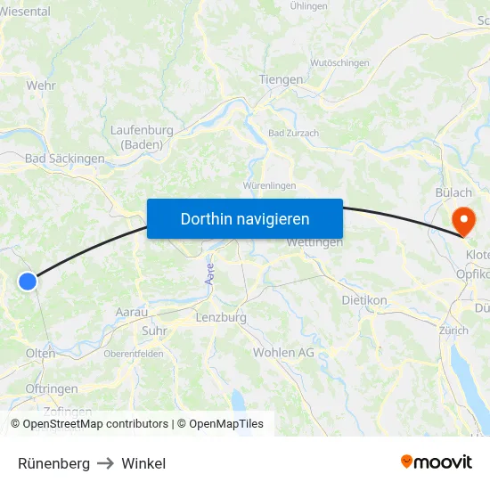Rünenberg to Winkel map