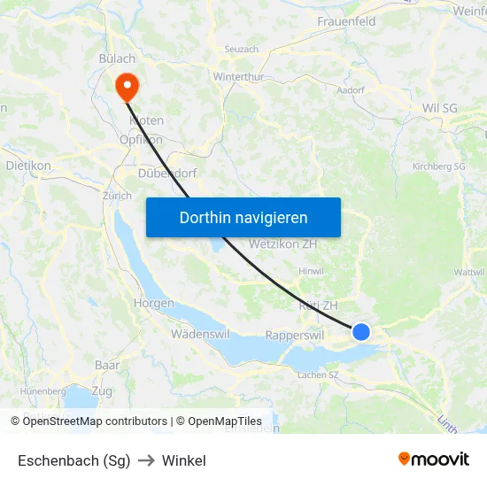 Eschenbach (Sg) to Winkel map