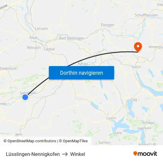 Lüsslingen-Nennigkofen to Winkel map
