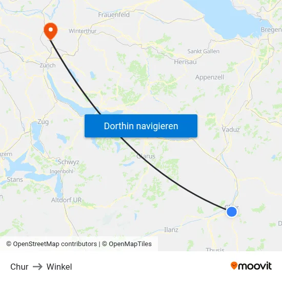 Chur to Winkel map