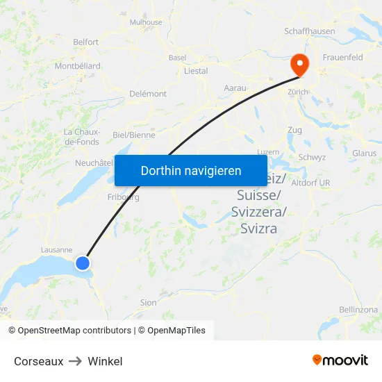 Corseaux to Winkel map