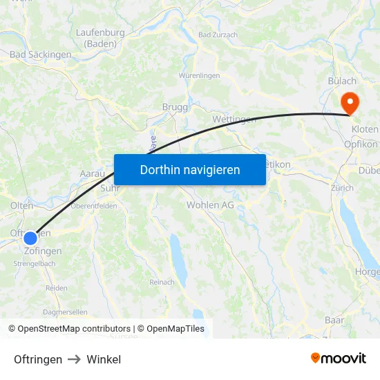 Oftringen to Winkel map