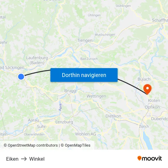 Eiken to Winkel map