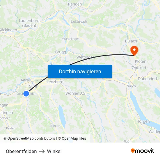 Oberentfelden to Winkel map