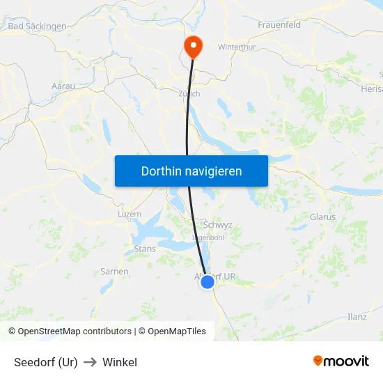 Seedorf (Ur) to Winkel map
