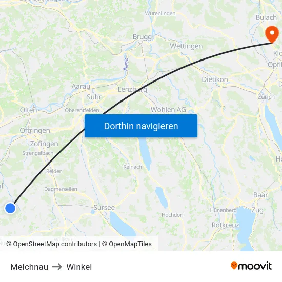 Melchnau to Winkel map