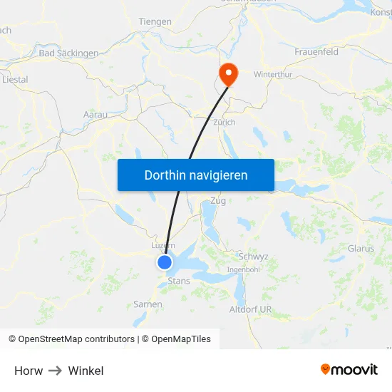 Horw to Winkel map