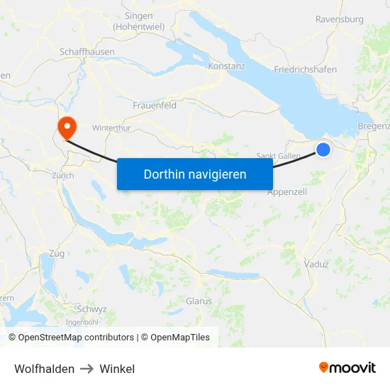 Wolfhalden to Winkel map