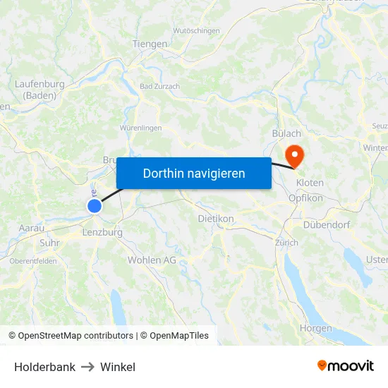 Holderbank to Winkel map