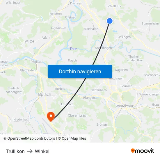 Trüllikon to Winkel map