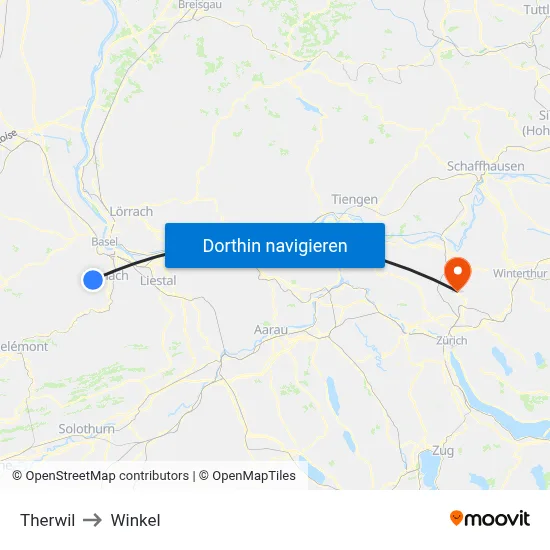 Therwil to Winkel map