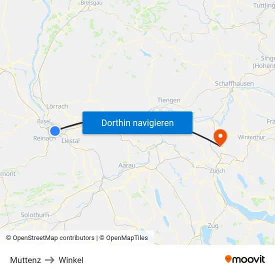 Muttenz to Winkel map
