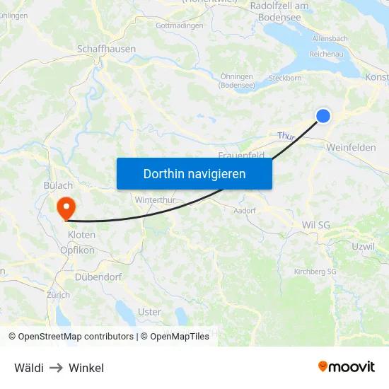 Wäldi to Winkel map