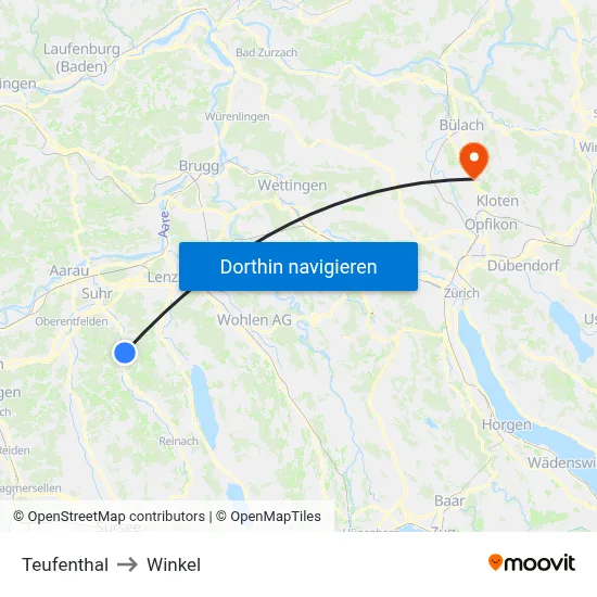 Teufenthal to Winkel map