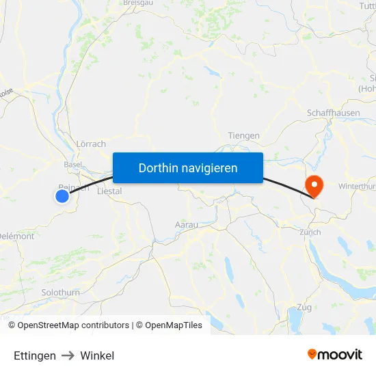 Ettingen to Winkel map