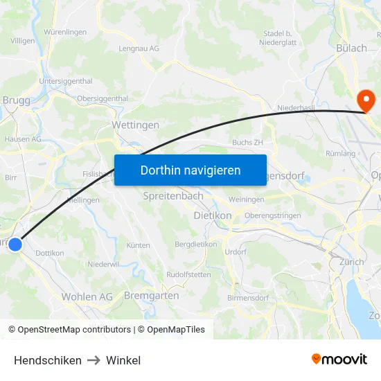 Hendschiken to Winkel map