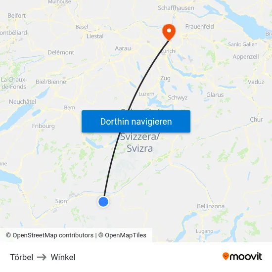 Törbel to Winkel map