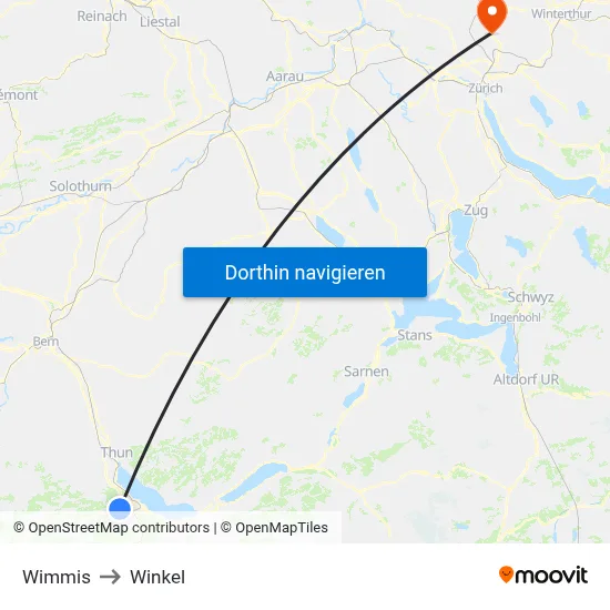 Wimmis to Winkel map
