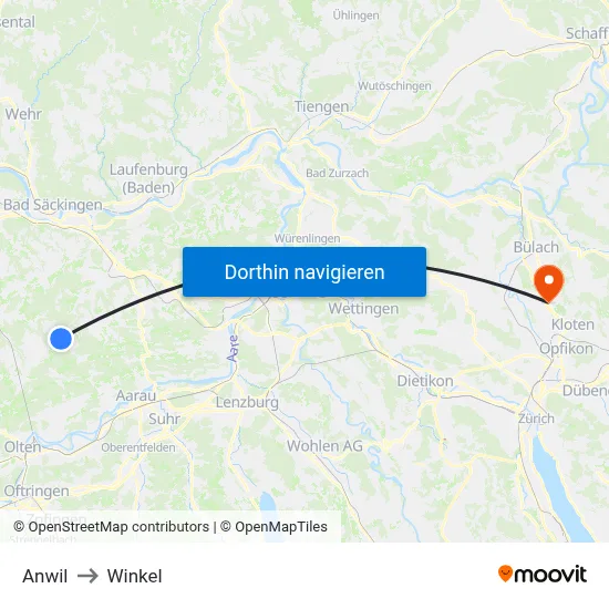 Anwil to Winkel map