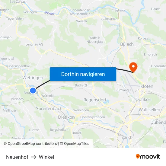 Neuenhof to Winkel map