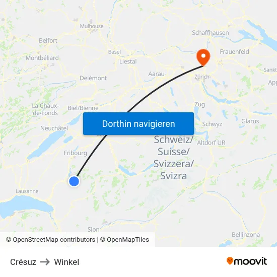 Crésuz to Winkel map