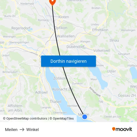 Meilen to Winkel map
