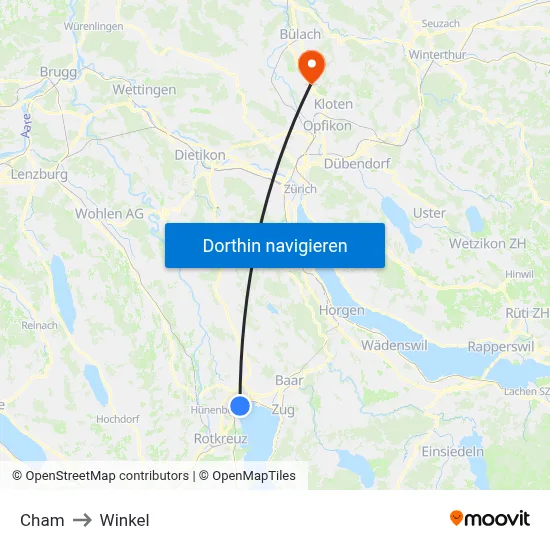 Cham to Winkel map