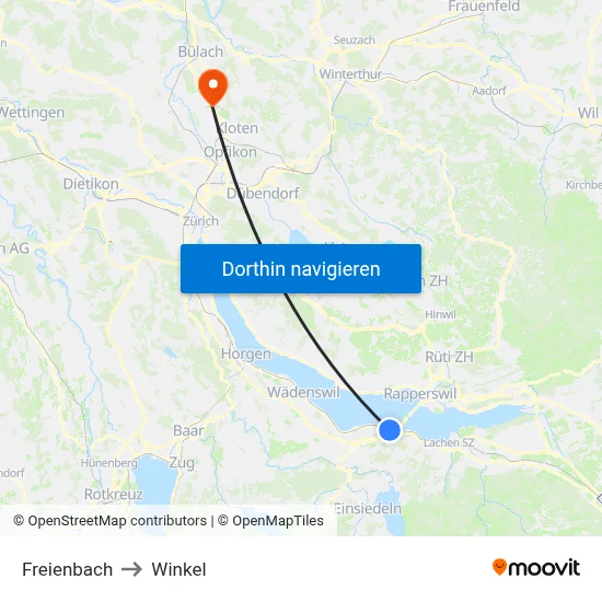 Freienbach to Winkel map