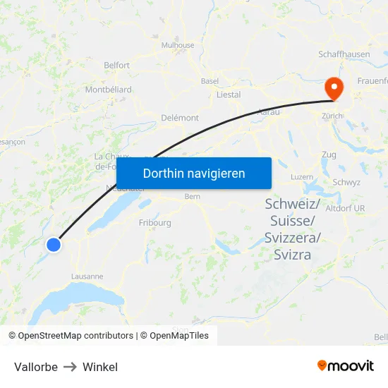 Vallorbe to Winkel map