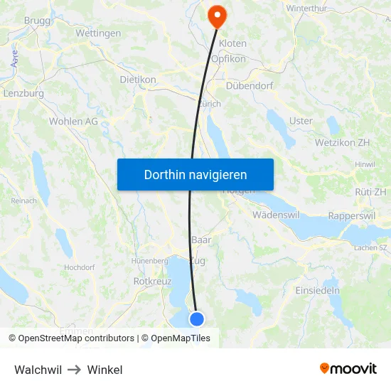 Walchwil to Winkel map