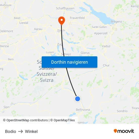 Bodio to Winkel map