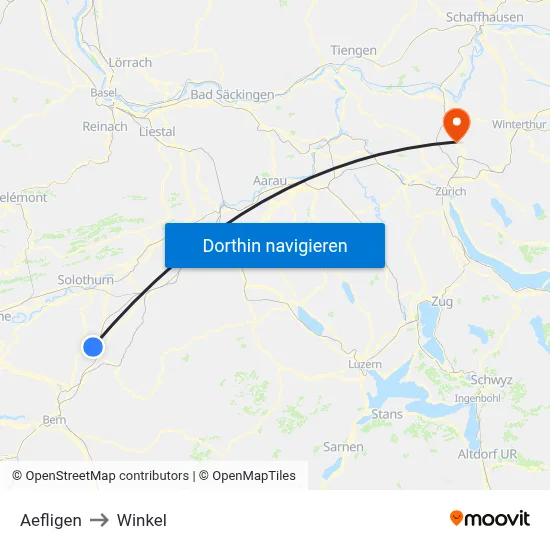 Aefligen to Winkel map