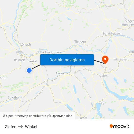 Ziefen to Winkel map