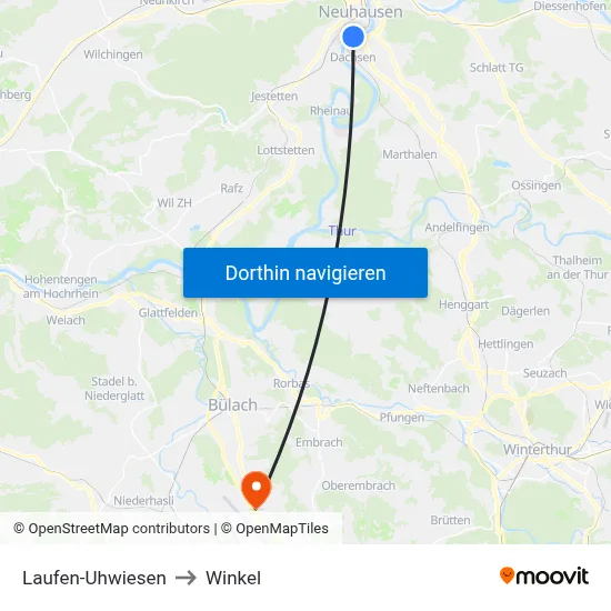 Laufen-Uhwiesen to Winkel map