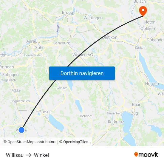 Willisau to Winkel map