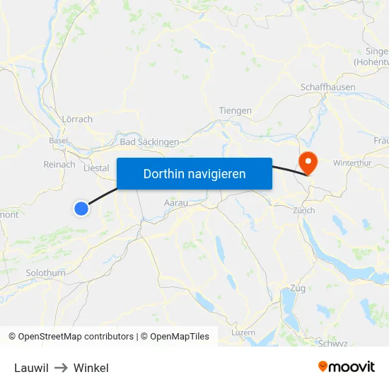 Lauwil to Winkel map