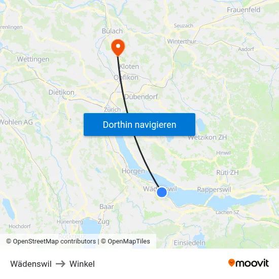 Wädenswil to Winkel map