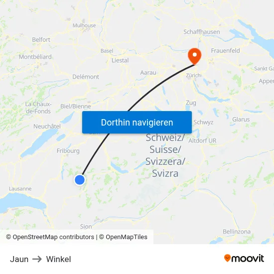Jaun to Winkel map