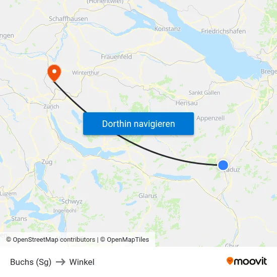Buchs (Sg) to Winkel map