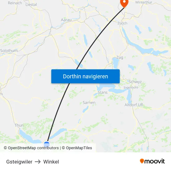 Gsteigwiler to Winkel map