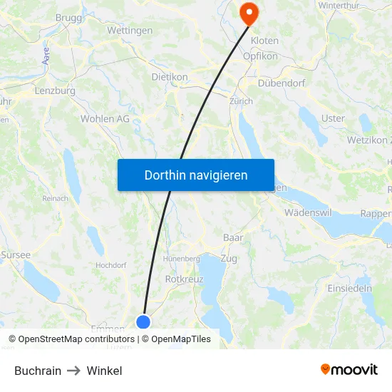 Buchrain to Winkel map
