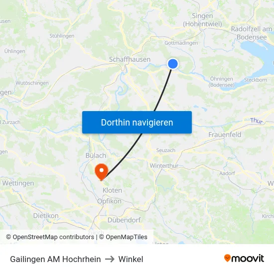 Gailingen AM Hochrhein to Winkel map