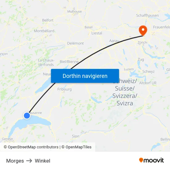 Morges to Winkel map