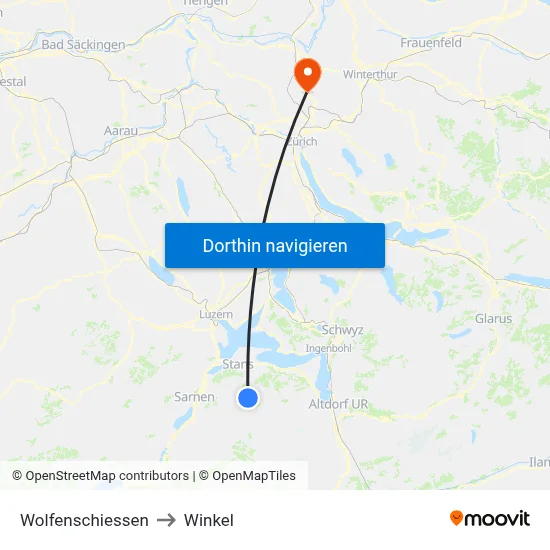 Wolfenschiessen to Winkel map