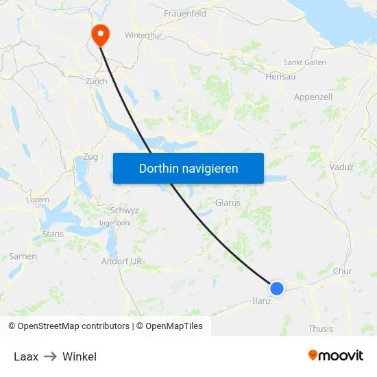 Laax to Winkel map