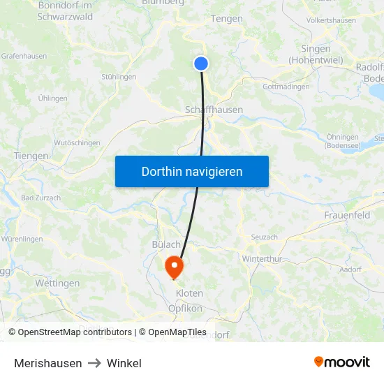 Merishausen to Winkel map