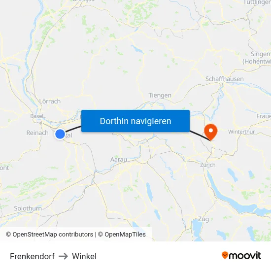 Frenkendorf to Winkel map