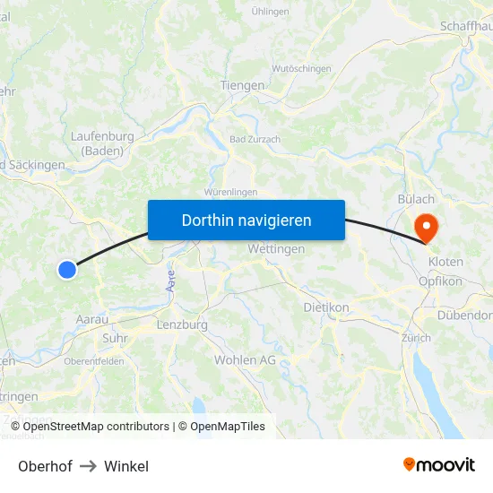 Oberhof to Winkel map